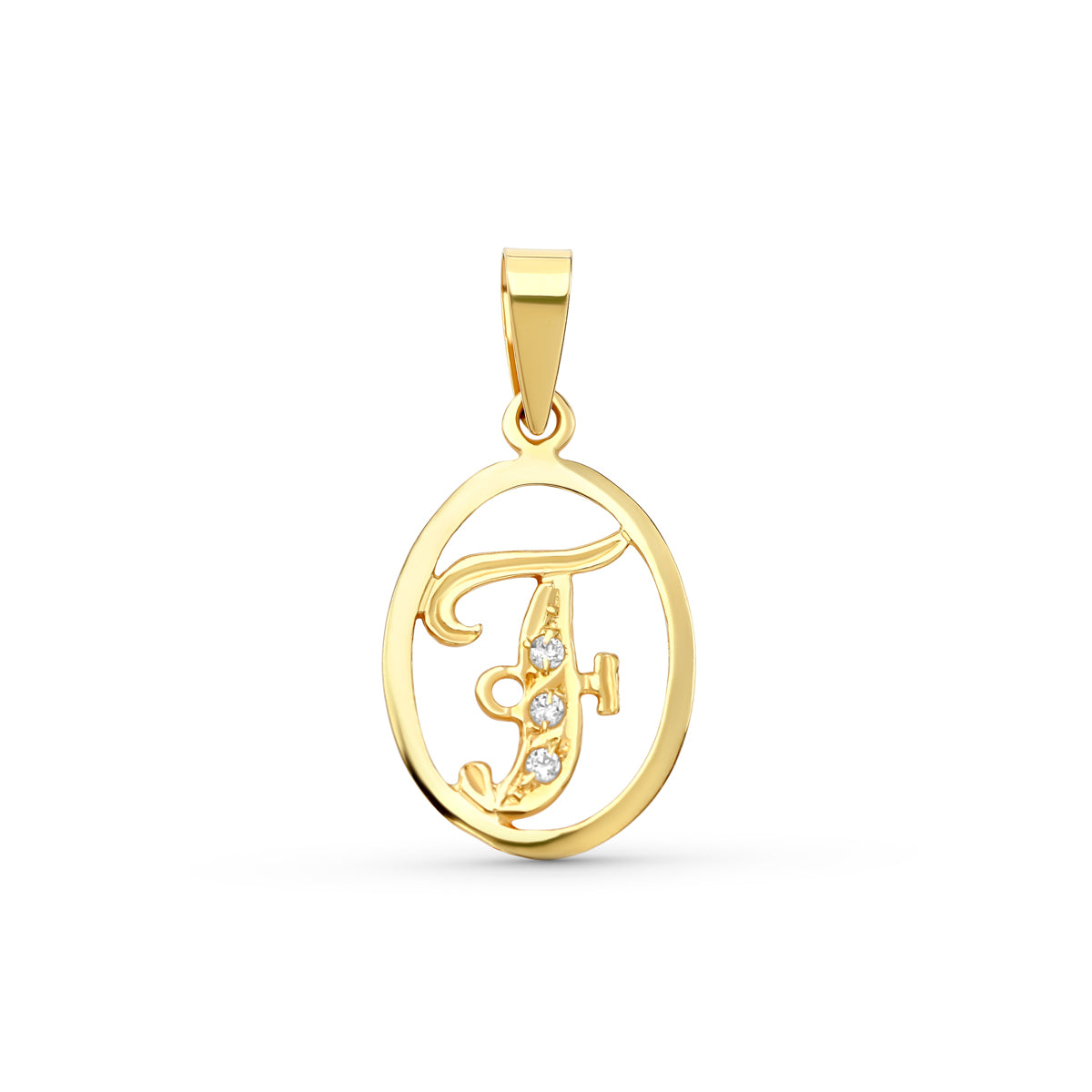 18K COLGANTE ORO AMARILLO LETRA F CON CIRCONITAS
