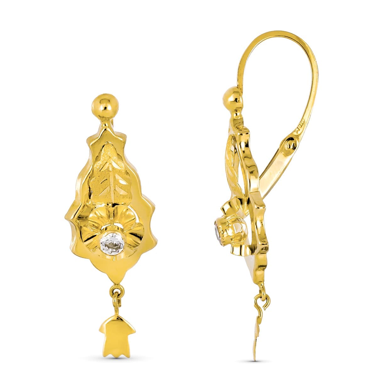 18K PENDIENTES ORO AMARILLO CUBANAS CIGARRON 36X10 MM CIERRE GANCHO