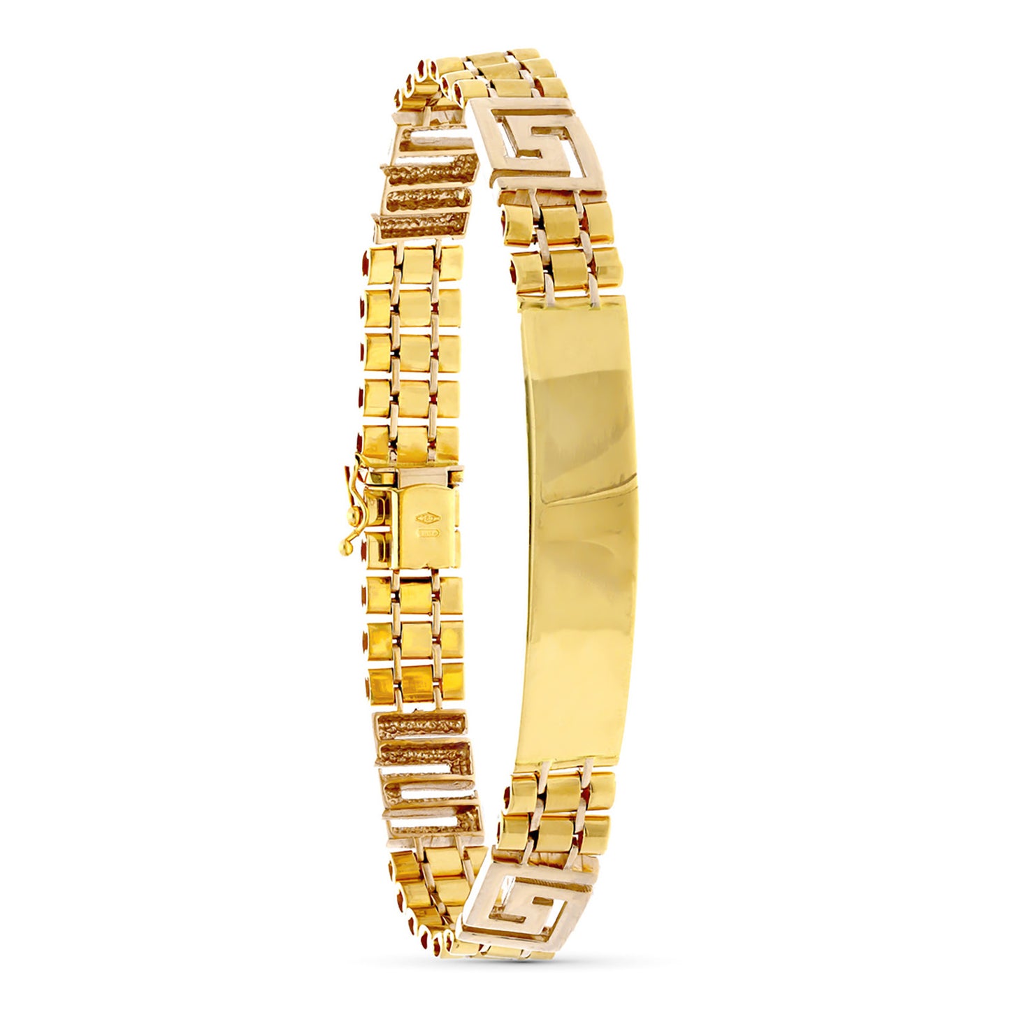 18K PULSERA ESCLAVA HOMBRE ORO AMARILLO HUECA 22 CM ANCHO 10 MM