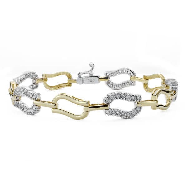 18K PULSERA ORO BICOLOR CIRCONITA 19CM ANCHO 12 MM