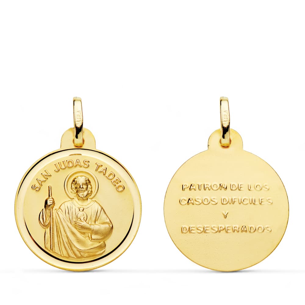 18K MEDALLA ORO AMARILLO SAN JUDAS TADEO BISEL 22 MM