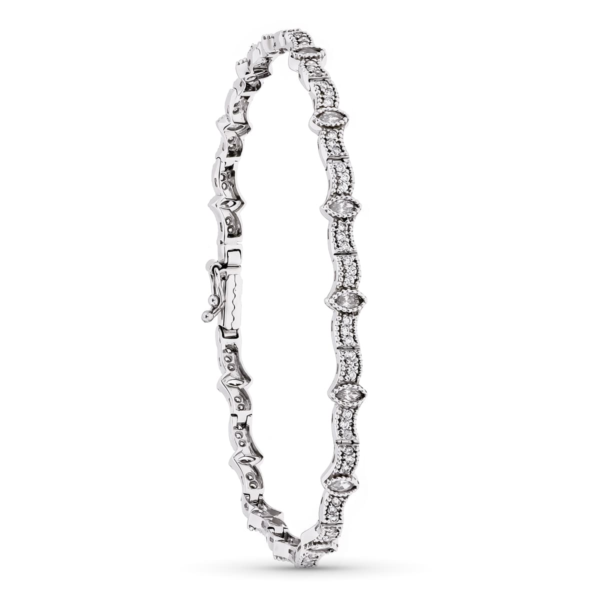 18K PULSERA ORO BLANCO Y CIRCONITA 19CM