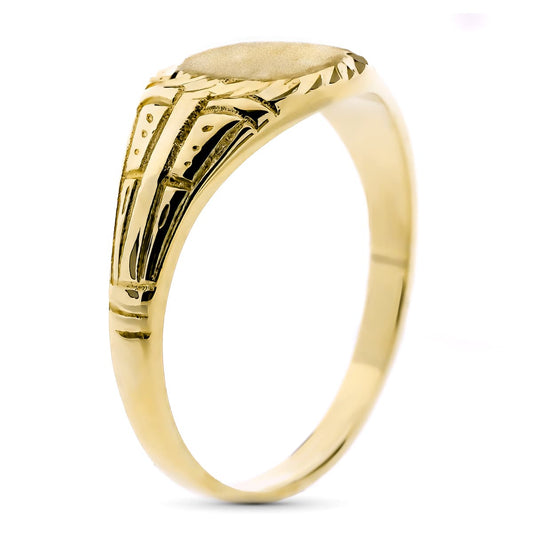 18K SELLO ORO AMARILLO MACIZO TALLADO ZONA GRABADO REDONDA 7 MM