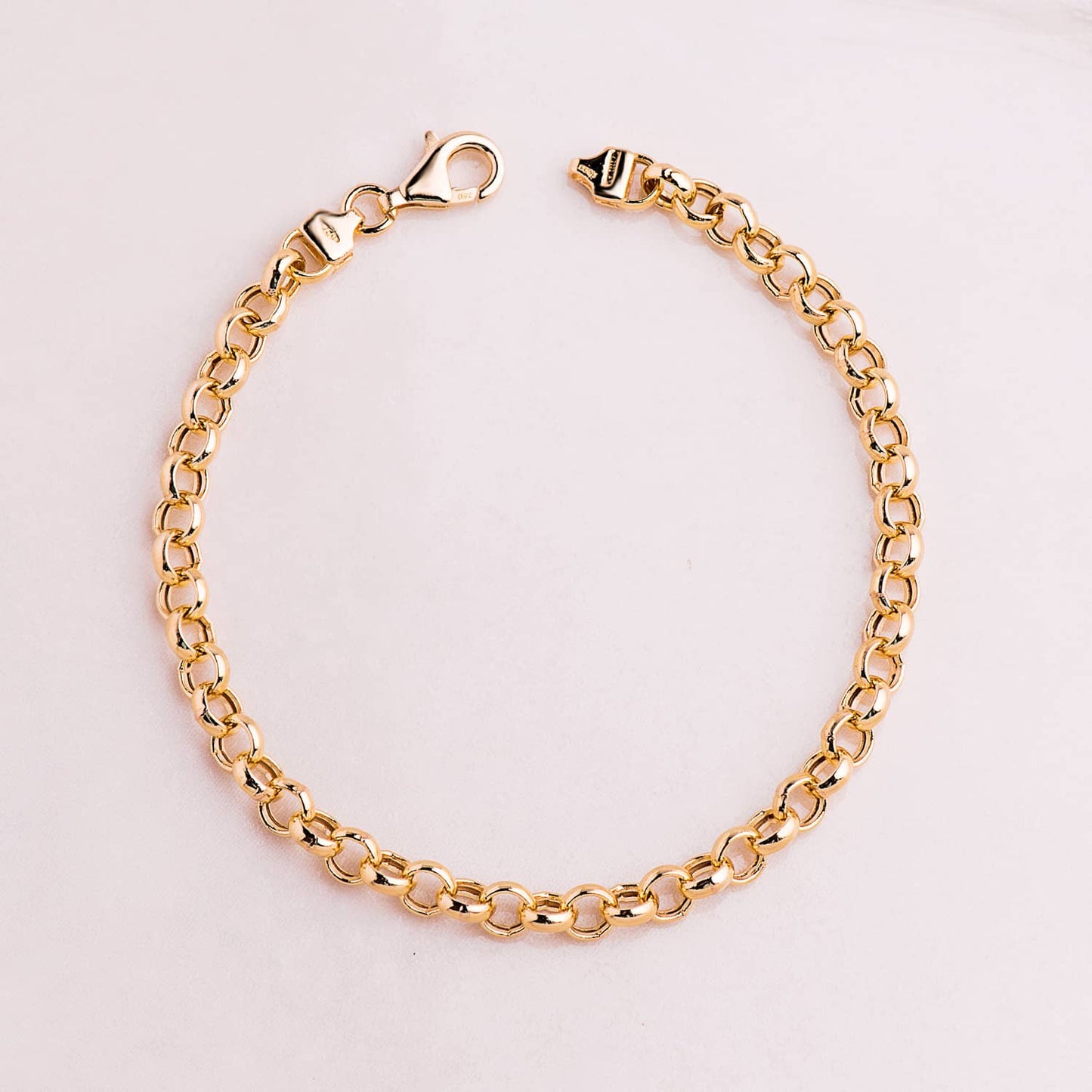 18K PULSERA ORO AMARILLO ROLO HUECA ANCHO 5 MM LARGO 19CM