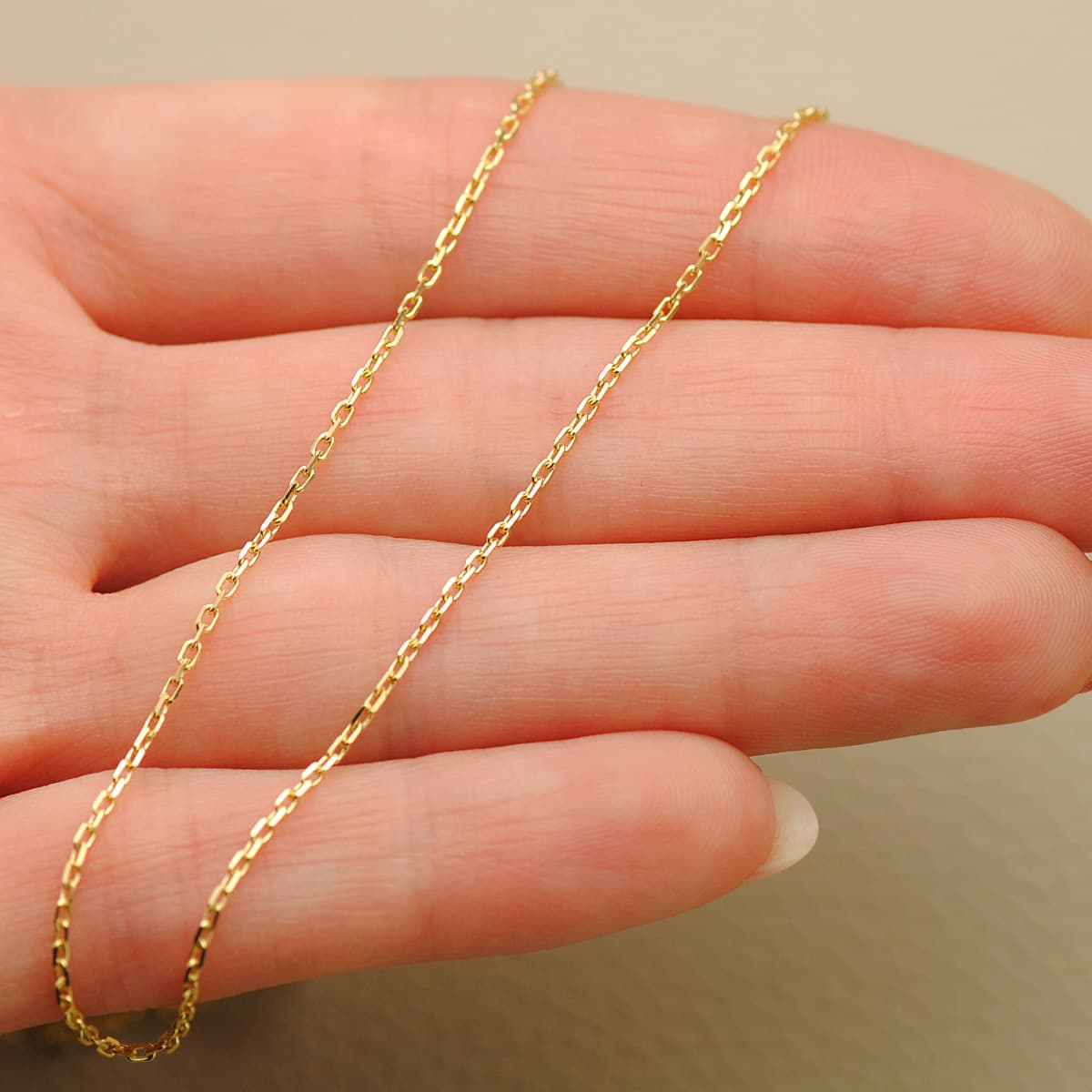 18K CADENA ORO AMARILLO MACIZA FORZADA LARGO 40CM ANCHO 1 MM