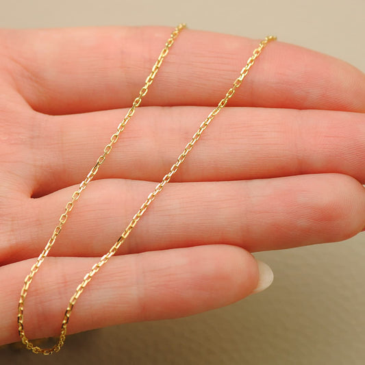 18K CADENA ORO AMARILLO MACIZA FORZADA LARGO 40CM ANCHO 1 MM