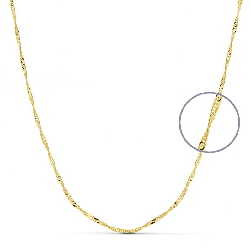 18K CADENA MACIZA SINGAPUR 40CM 1.5 MM