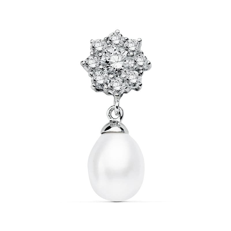18K COLGANTE ORO BLANCO CUAJO Y PERLA 23X10 MM