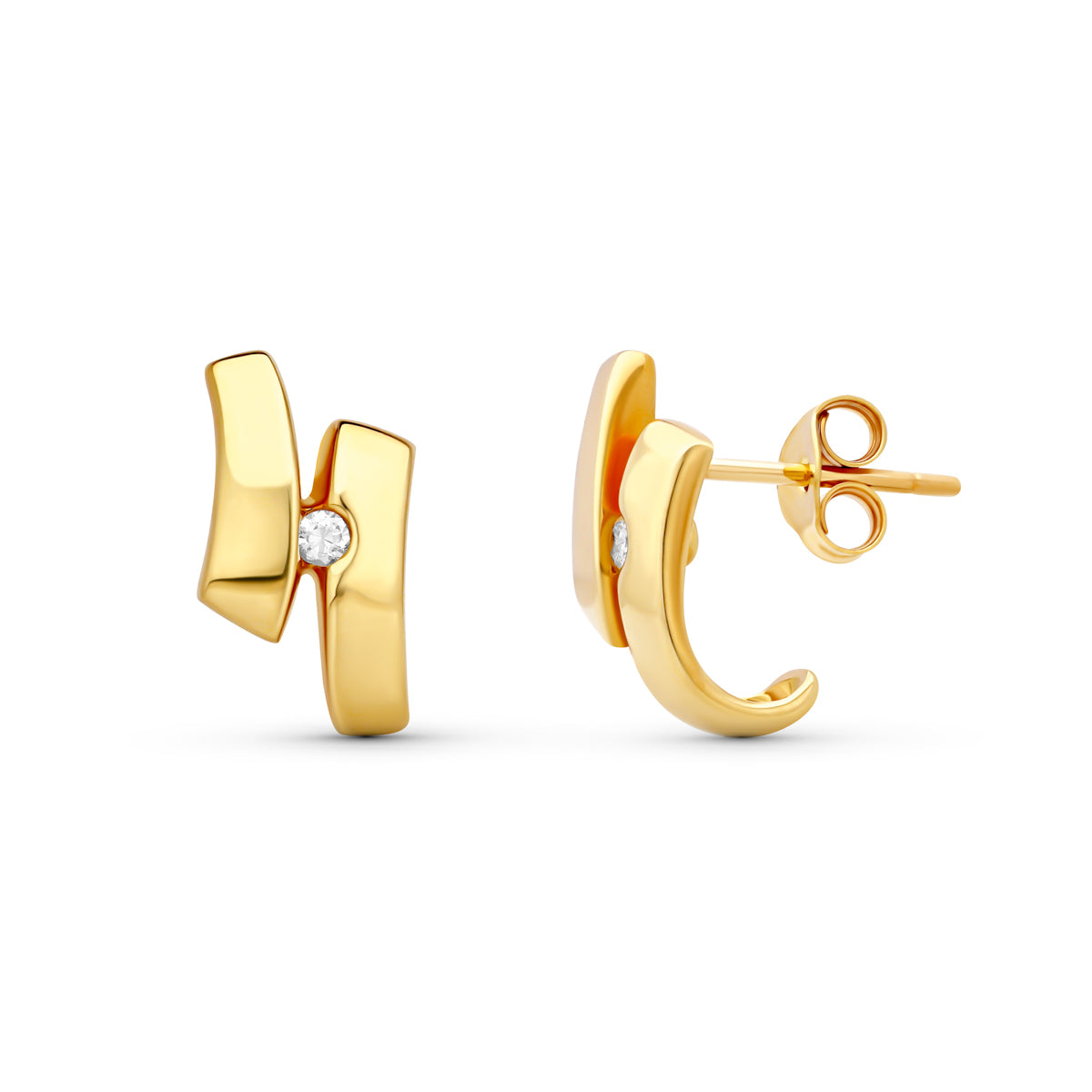 18K PENDIENTES ORO AMARILLO CIRCONITA 15X13 MM