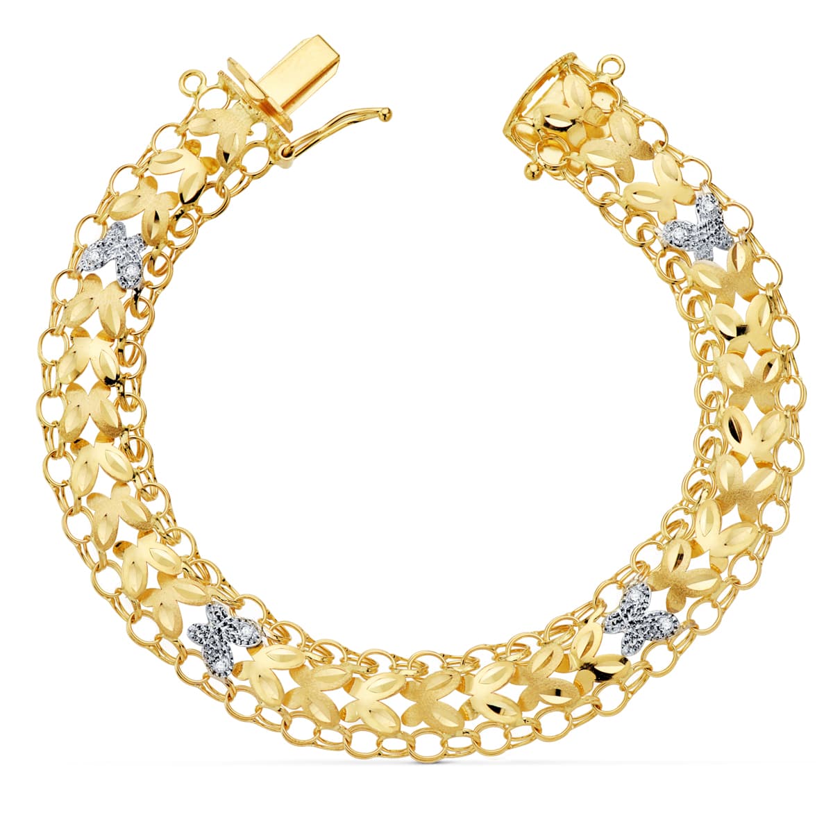 18K PULSERA PRINCESA BICOLOR 20CM ANCHO 10 MM