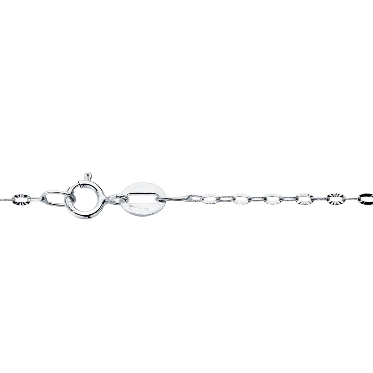 18K CADENA MACIZA ORO BLANCO ESLABONES TALLADOS 1 MM 40CM