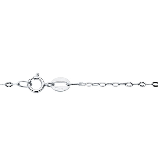 18K CADENA MACIZA ORO BLANCO ESLABONES TALLADOS 1 MM 40CM