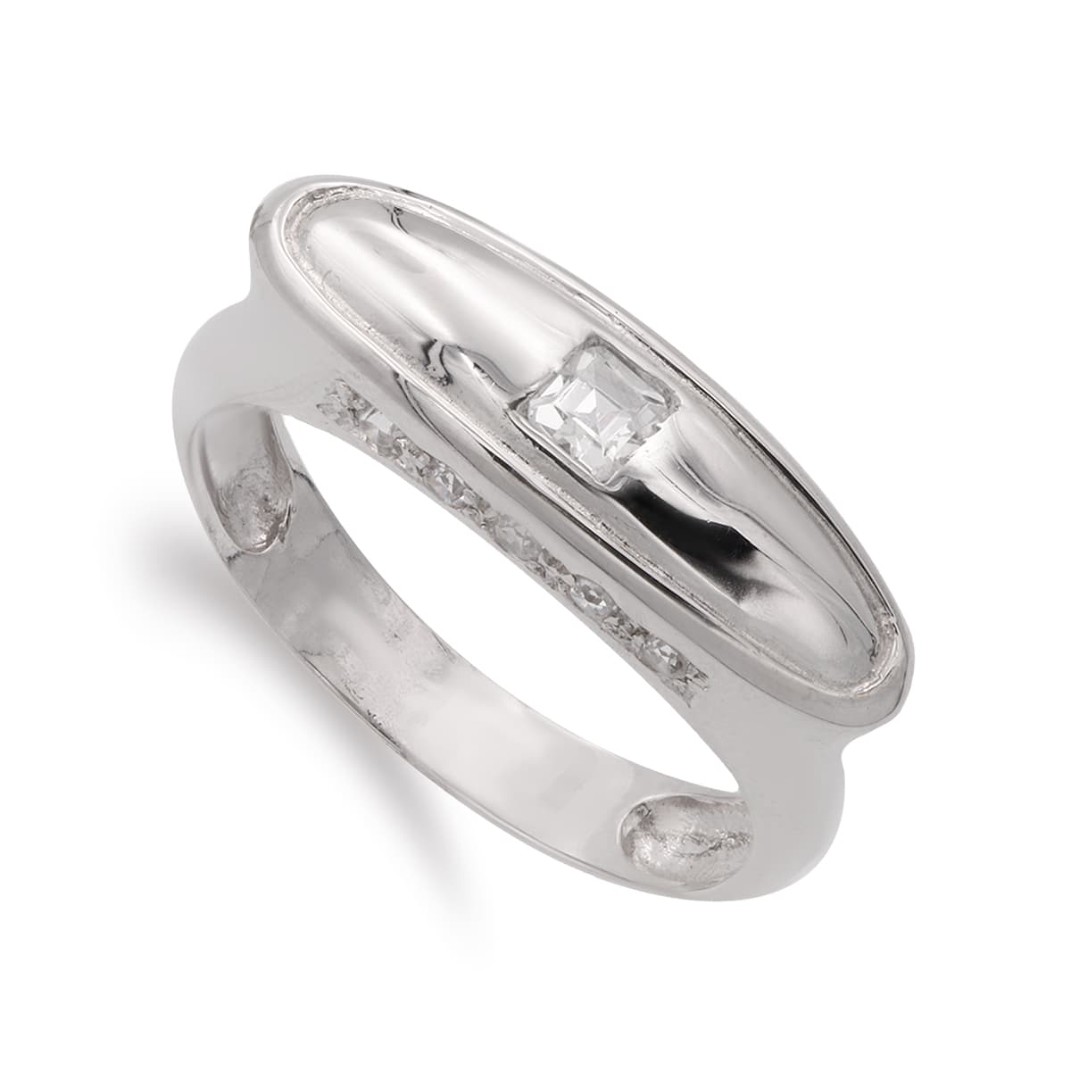 18K SORTIJA ORO BLANCO CON CIRCONITAS. ANCHO: 7 MM