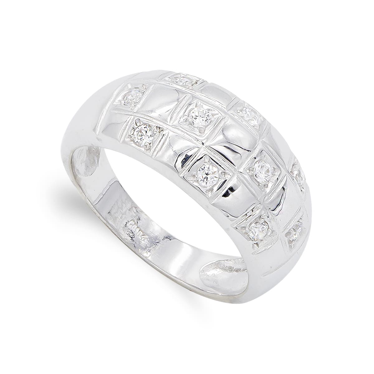 18K SORTIJA ORO BLANCO CON CIRCONITAS. ANCHO: 9,5 MM