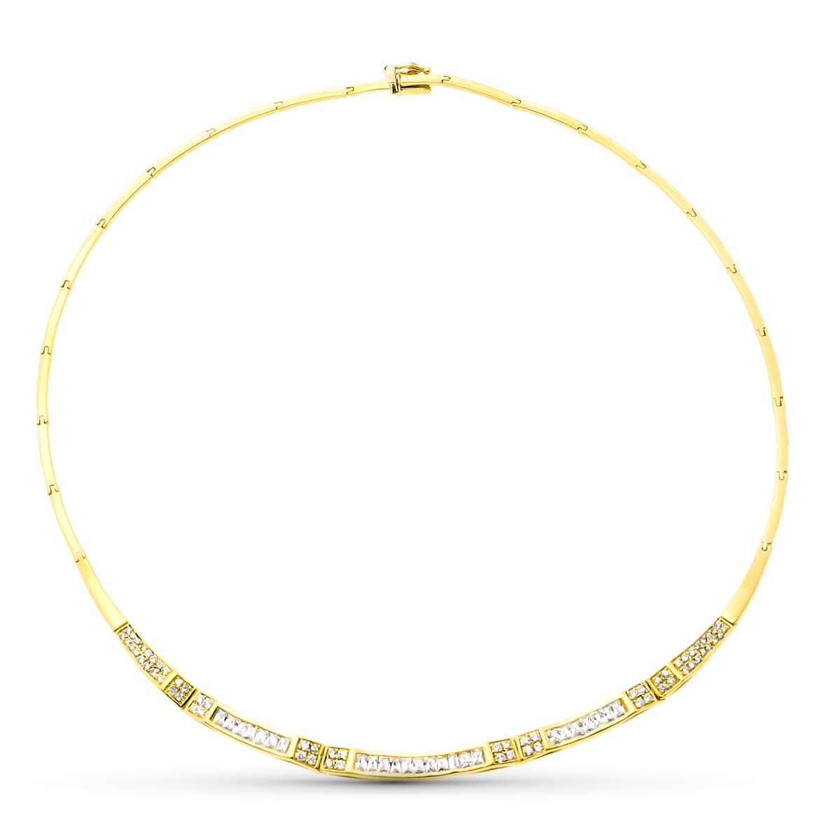 18K GARGANTILLA ORO AMARILLO Y BARRITAS CON CIRCONITAS
