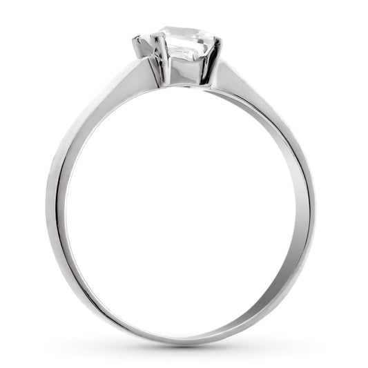 18K SOLITARIO ORO BLANCO CON CIRCONITA CUADRADA EN GARRAS. MEDIDA: 5X5 MM