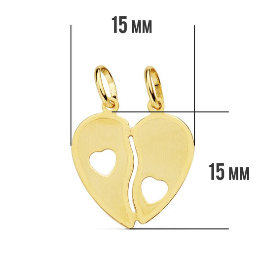18K COLGANTE ORO AMARILLO CORAZON PARTIDO 15X15 MM C. AMOR