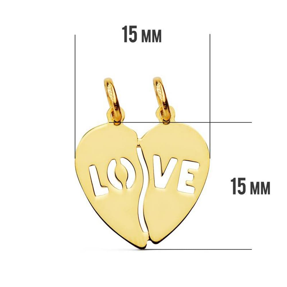 18K COLGANTE ORO AMARILLO CORAZON LOVE. 15X15 MM C. AMOR