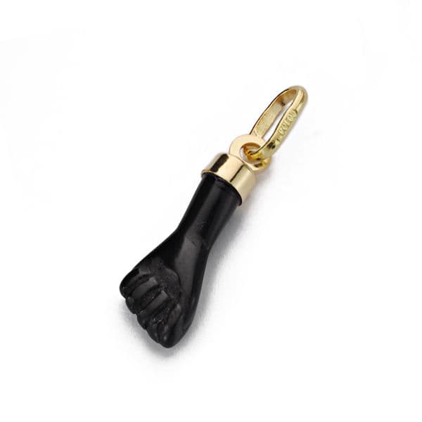 18K COLGANTE ORO AMARILLO HIGA PUÑO MANO PEQUEÑA NEGRA 17X5.5 MM