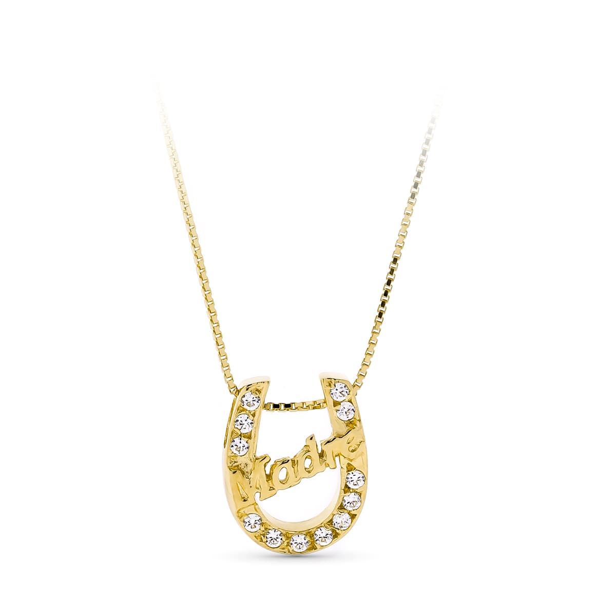 18K GARGANTILLA ORO AMARILLO MADRE HERRADURA CON CIRCONITAS