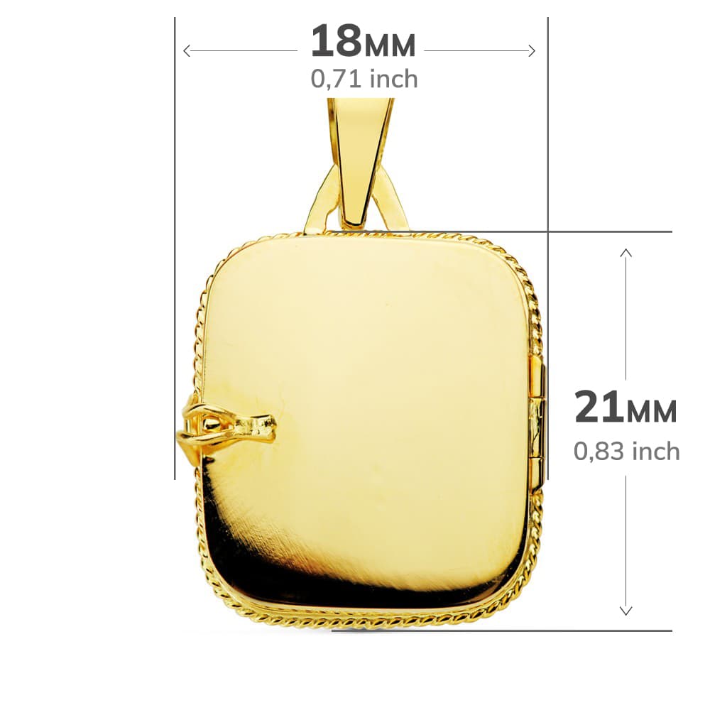 18K GUARDAPELO DIJE PORTAFOTOS ORO AMARILLO CUADRADO LABRADO. 21X18 MM