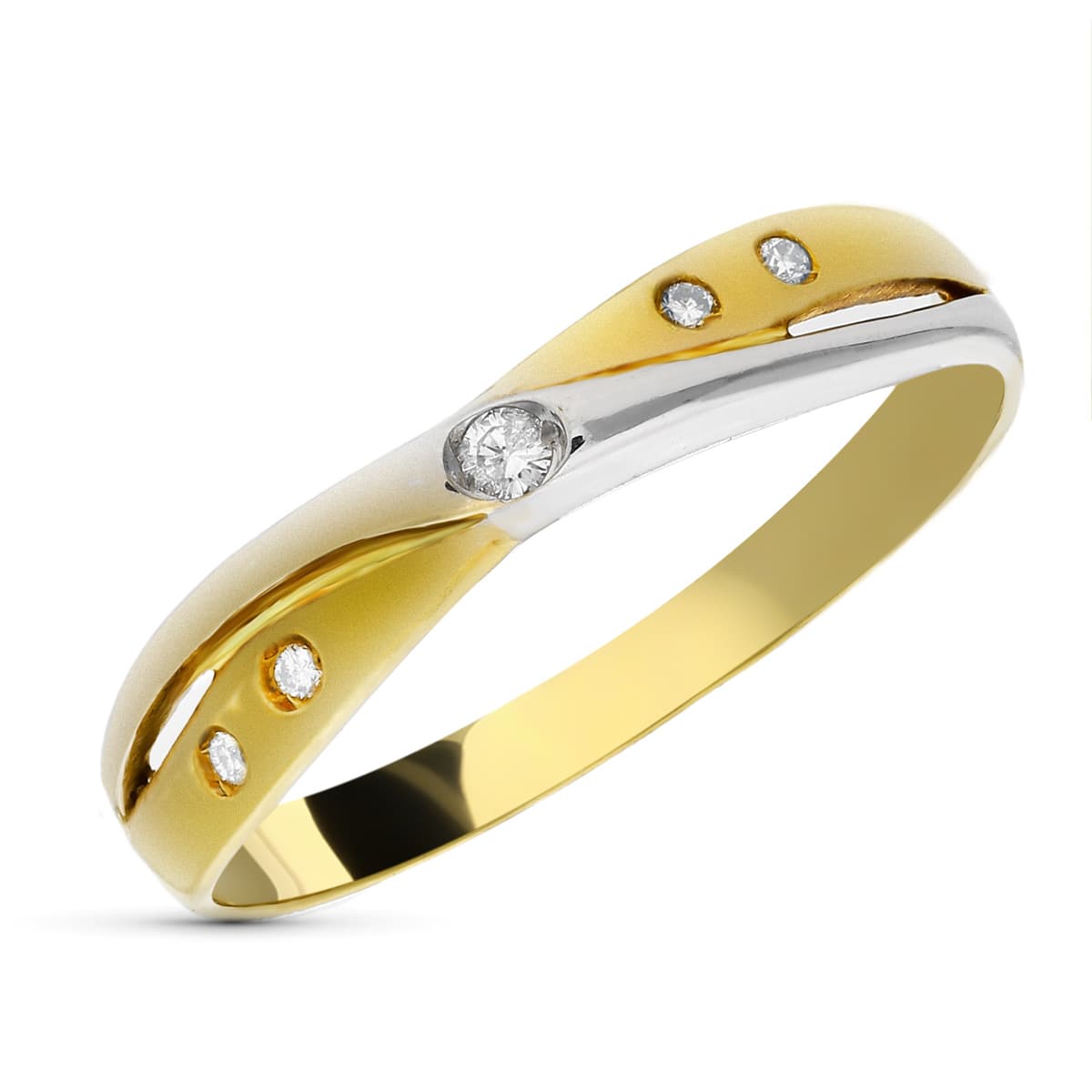 18K SORTIJA ORO BICOLOR DIAMANTES TALLA BRILLANTE 0.05 QTS. SI-H