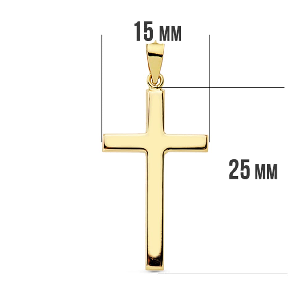 18K CRUZ ORO AMARILLO LISA PALO RECTANGULAR. 27X15 MM