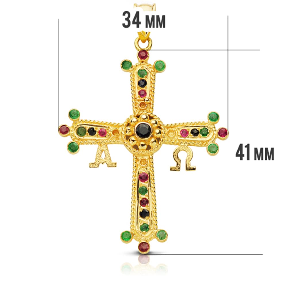 18K CRUZ DE COVADONGA O VICTORIA ORO AMARILLO GRANDE 40X34 MM