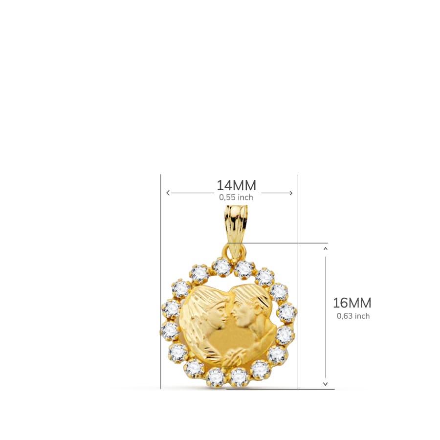 18K COLGANTE ORO AMARILLO ENAMORADOS 16X14 MM C. AMOR