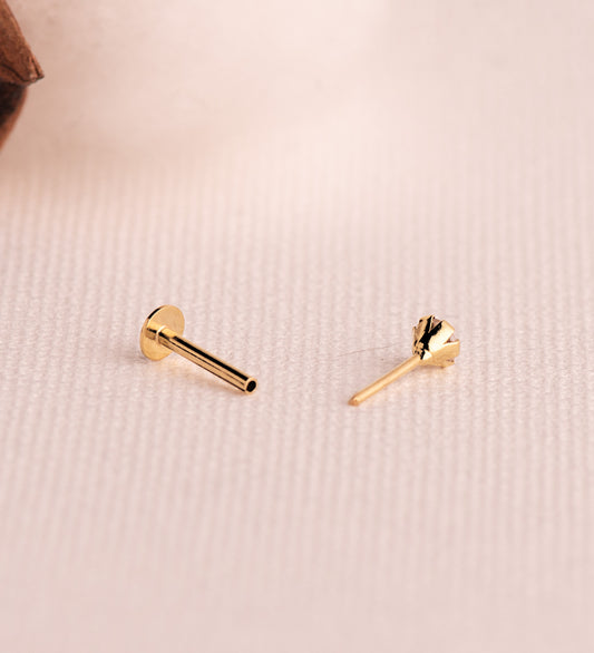 18K PIERCING DE OREJA ORO AMARILLO CIRCONITA CON GARRAS 3,5 MM. GRUESO BARRA 1MM. CIERRE TUERCA