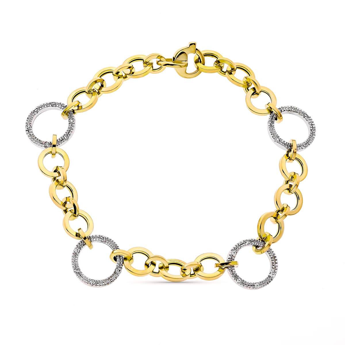 18K PULSERA ORO BICOLOR ANCHO 12 MM LARGO 19CM