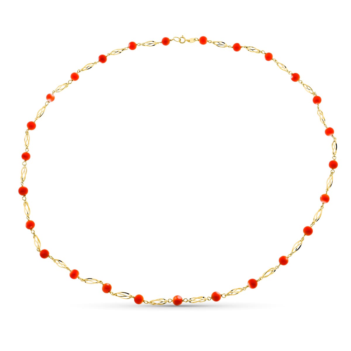 18K GARGANTILLA ORO AMARILLO JAULA CORAL FINO JAPONES 5.5 MM 60CM