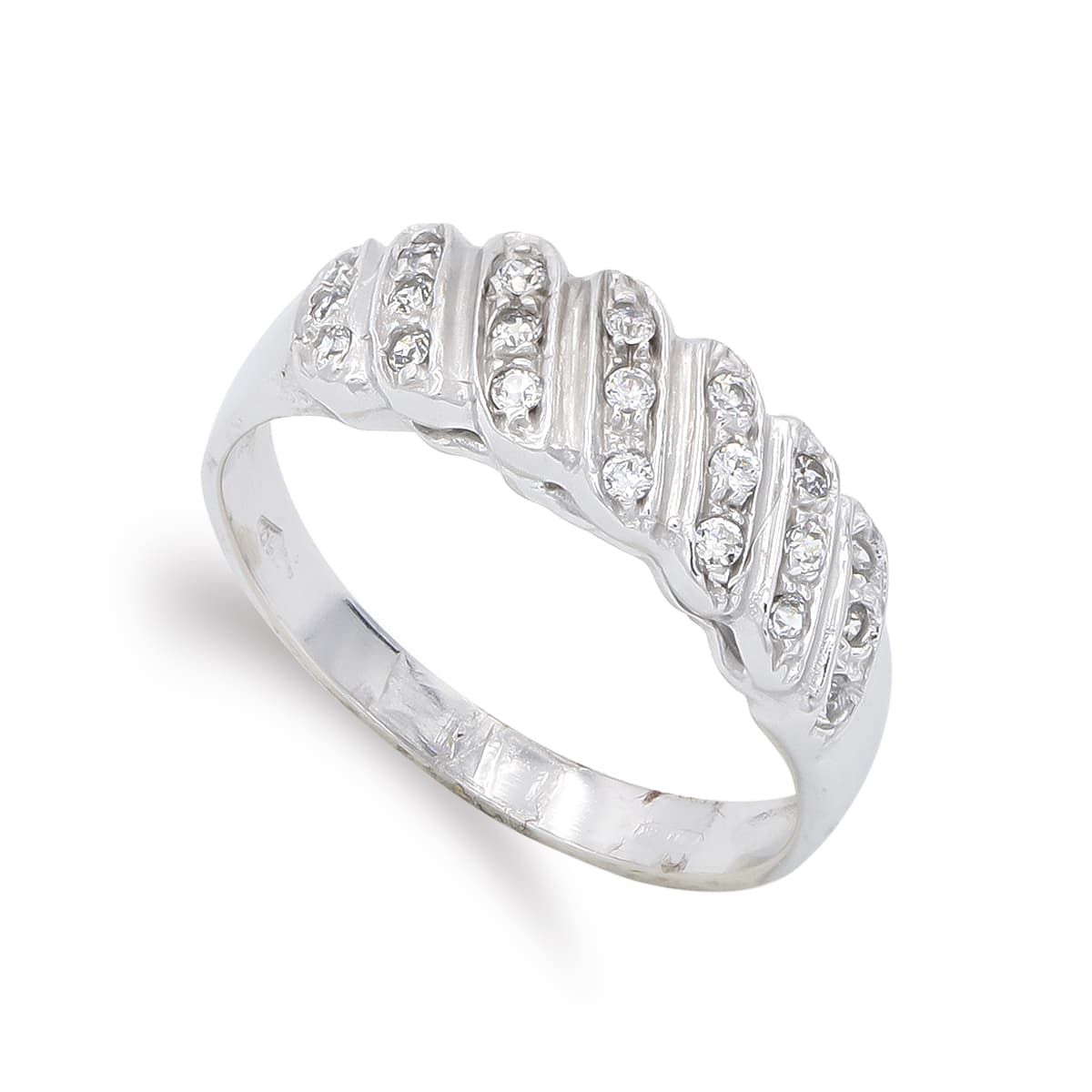 18K SORTIJA ORO BLANCO CON CIRCONITAS. ANCHO: 6 MM
