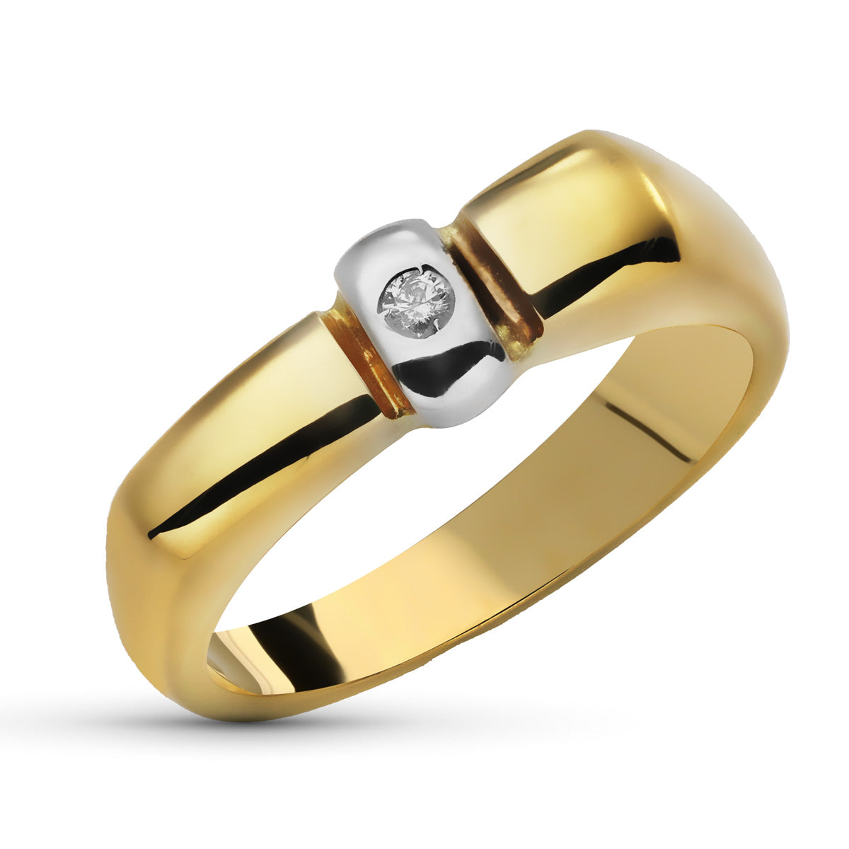 18K SORTIJA ORO AMARILLO DIAMANTE NATURAL 0,05 QTS. 14X6 MM