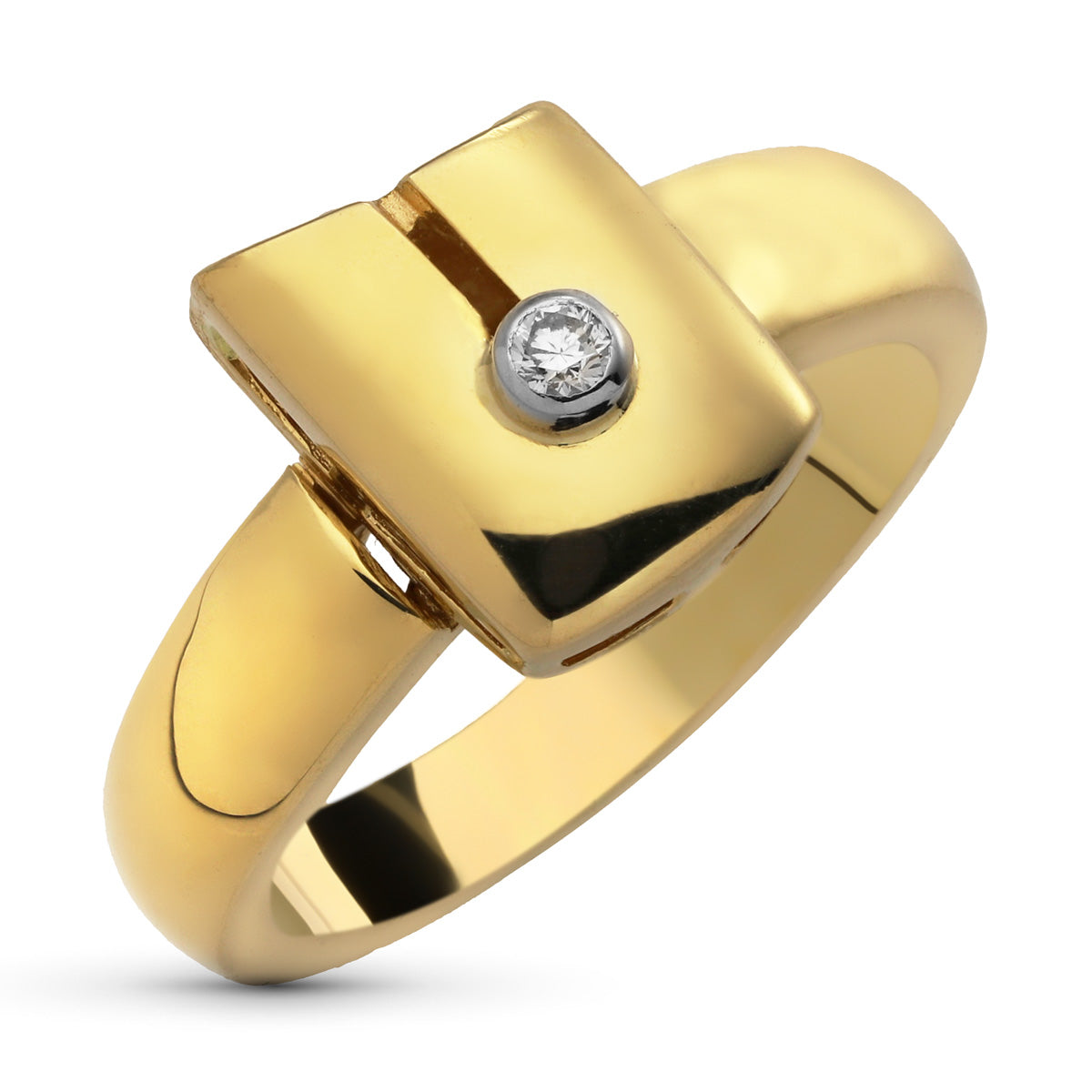 18K SORTIJA ORO AMARILLO DIAMANTE NATURAL TALLA BRILLANTE 0,05 QTS. ANCHO: 12X8 MM
