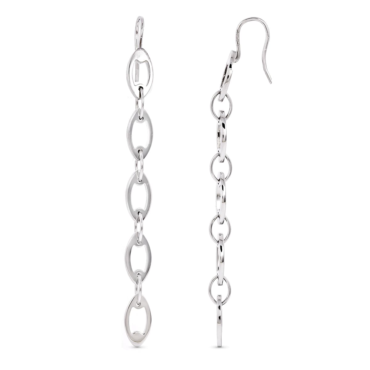 18K PENDIENTES ORO BLANCO CADENITAS. 64X5 MM CIERRE GANCHO