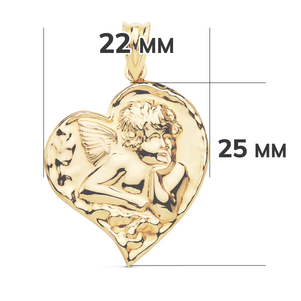 18K COLGANTE ORO AMARILLO ANGELITO CORAZON 25X22 MM C. AMOR