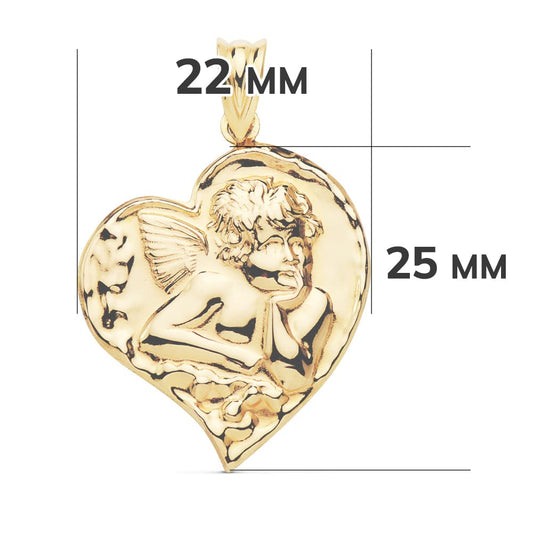 18K COLGANTE ORO AMARILLO ANGELITO CORAZON 25X22 MM C. AMOR