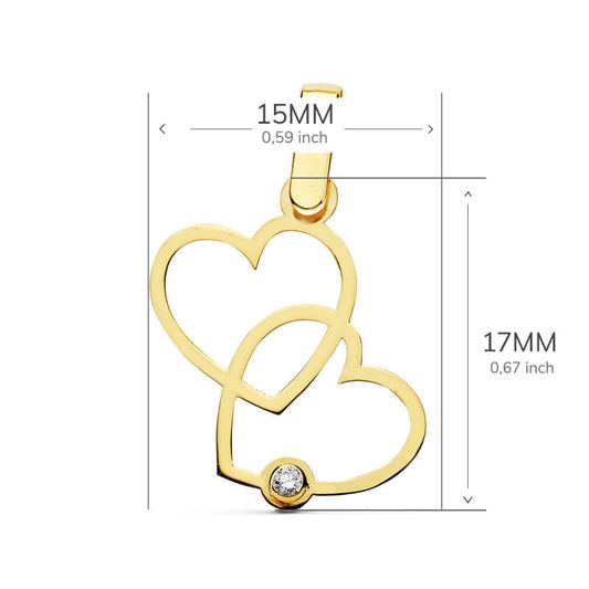 18K COLGANTE ORO AMARILLO 2 CORAZONES 17X15 MM C. AMOR