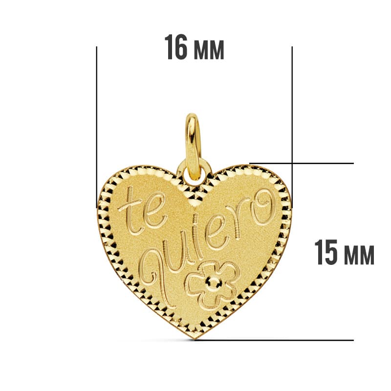 18K COLGANTE ORO AMARILLO CORAZON " TE QUIERO " 16X15 MM C. AMOR