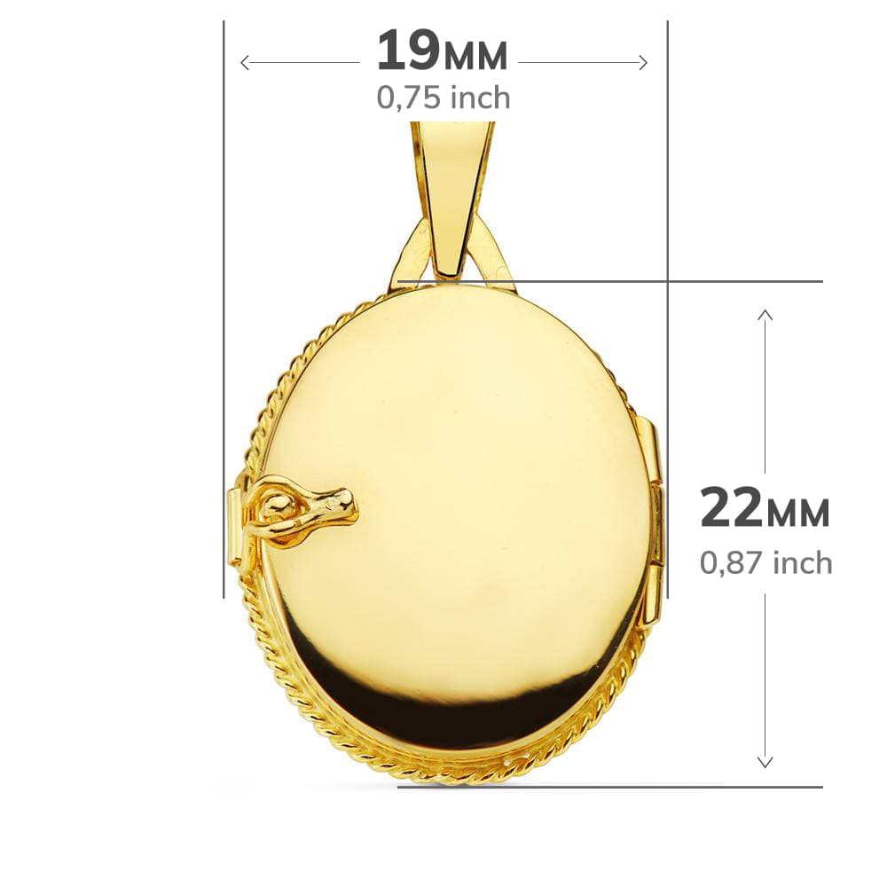 18K COLGANTE GUARDAPELO DIJE PORTAFOTOS ORO AMARILLO FLOR CIRCONITA 22X19 MM