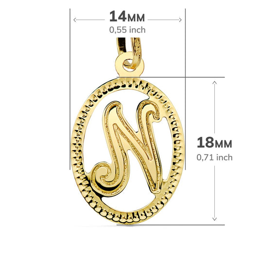 18K COLGANTE ORO AMARILLO INICIAL LETRA N 21X14 MM