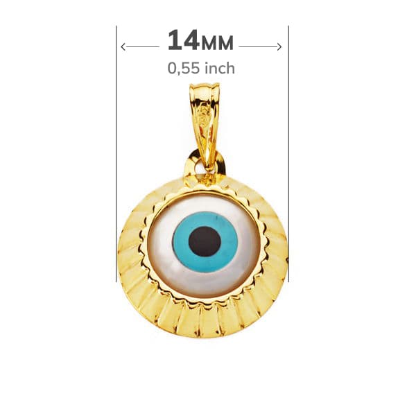 18K COLGANTE ORO AMARILLO AMULETO OJO TURCO 14 MM