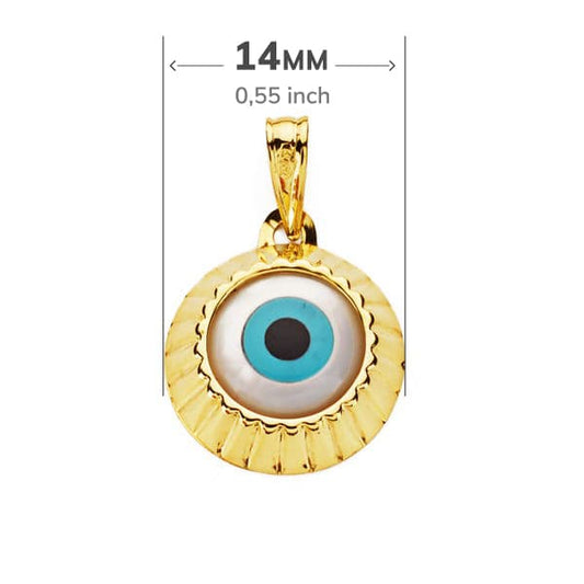 18K COLGANTE ORO AMARILLO AMULETO OJO TURCO 14 MM
