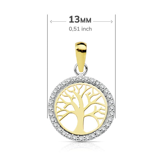 18K COLGANTE ORO BICOLOR ARBOL DE LA VIDA 13 MM