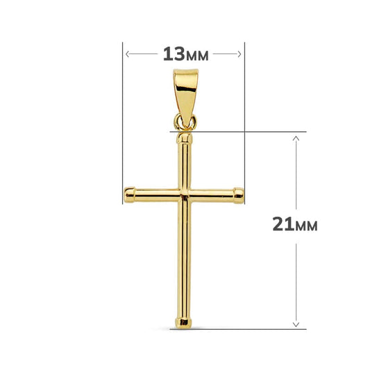 18K CRUZ ORO AMARILLO LISA TUBO 1.5 MM 21X13MM