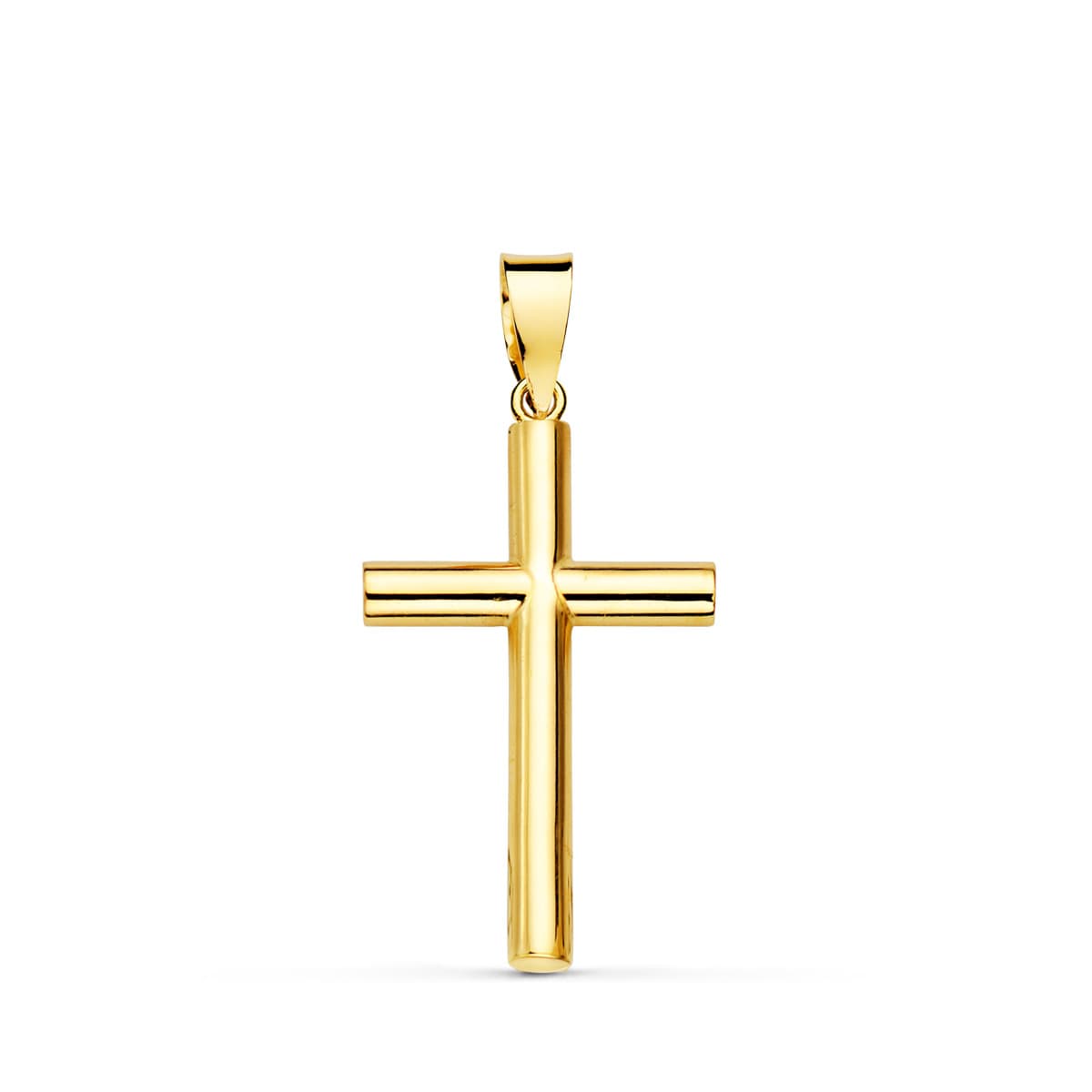 18K CRUZ ORO AMARILLO LISA TUBO HUECO 2.5 MM 21X13 MM