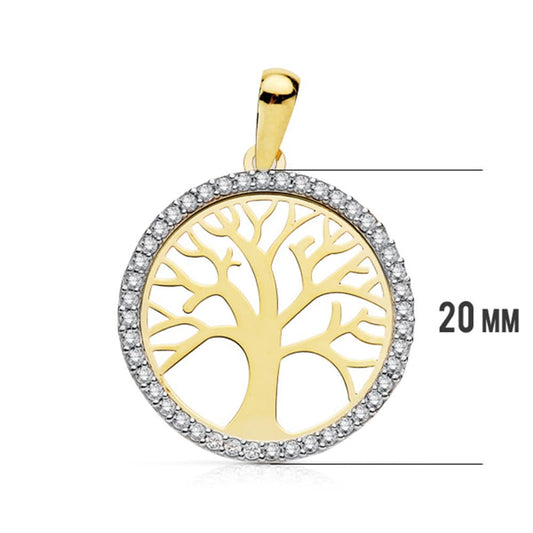 18K COLGANTE ORO BICOLOR ARBOL DE LA VIDA 20 MM