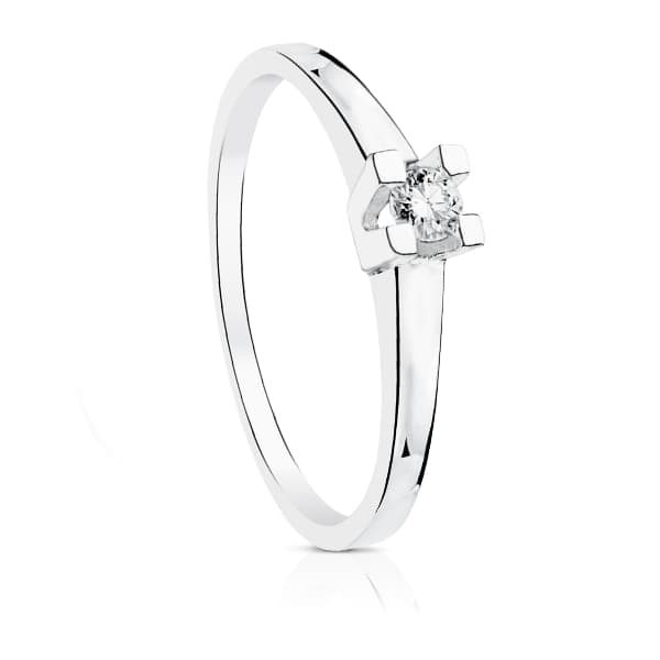 18K SOLITARIO ORO BLANCO DIAMANTE NATURAL TALLA BRILLANTE 0.150 QTS. SI-H