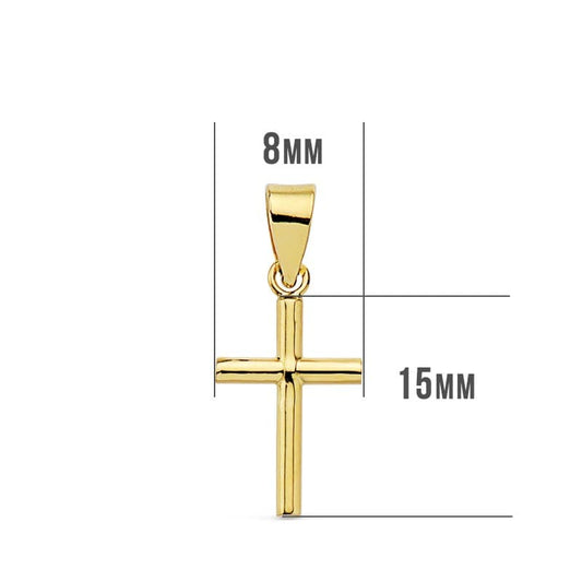 18K CRUZ ORO AMARILLO LISA 15X8X1.5 MM